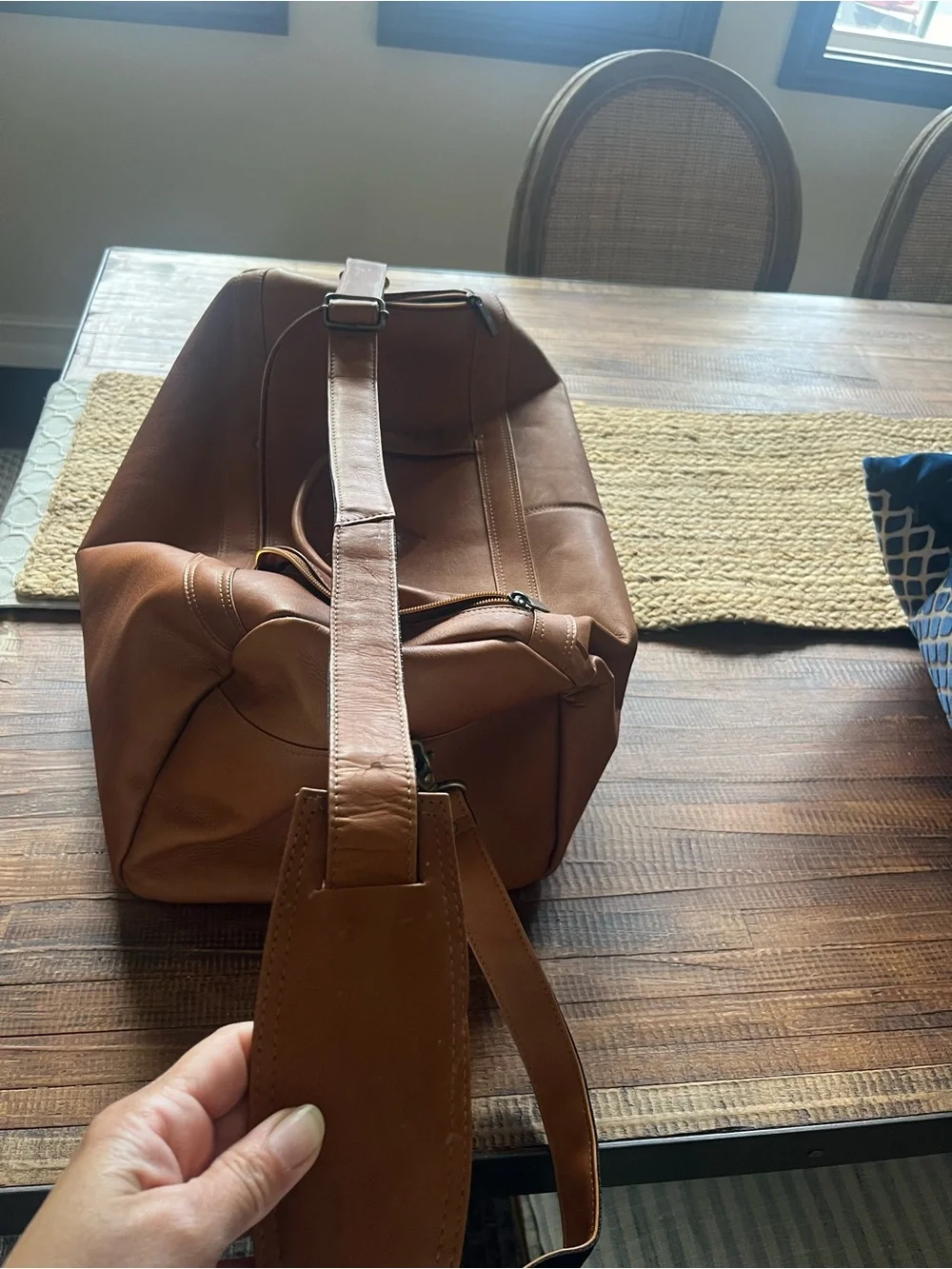 Winston Collection Tan Leather Weekend Duffle Bag